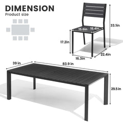 Aluminum Outdoor Dining Set with Umbrella Hole & Stackable Chairs