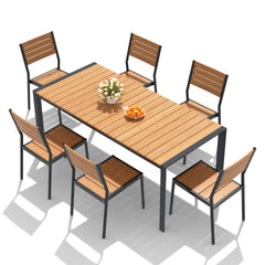 Aluminum Outdoor Dining Set with Umbrella Hole & Stackable Chairs