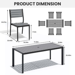 Aluminum Outdoor Dining Set with Umbrella Hole & Stackable Chairs