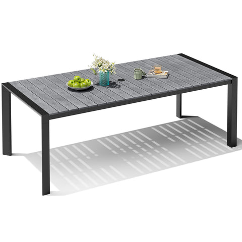 Crestlive Products 84 x 39 in. Rectangular Aluminum Outdoor Dining Table with Umbrella Hole