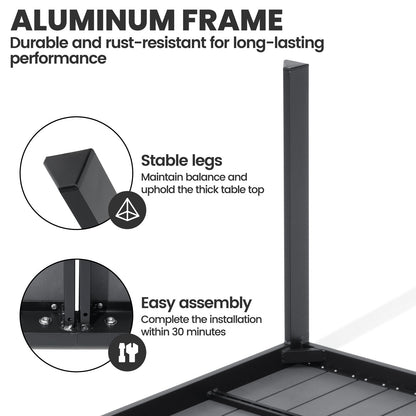 Crestlive Products 84 x 39 in. Rectangular Aluminum Outdoor Dining Table with Umbrella Hole