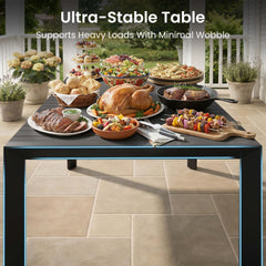 Aluminum Outdoor Dining Set with Umbrella Hole & Stackable Chairs