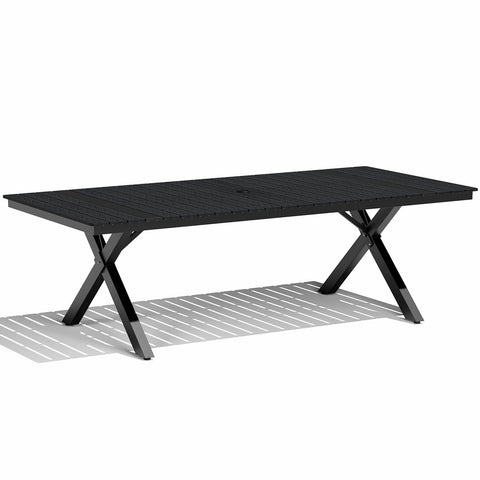 Crestlive Products Rectangular Aluminum Outdoor Dining Table with Umbrella Hole