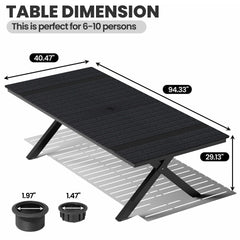 Aluminum Outdoor Dining Table with Umbrella Hole