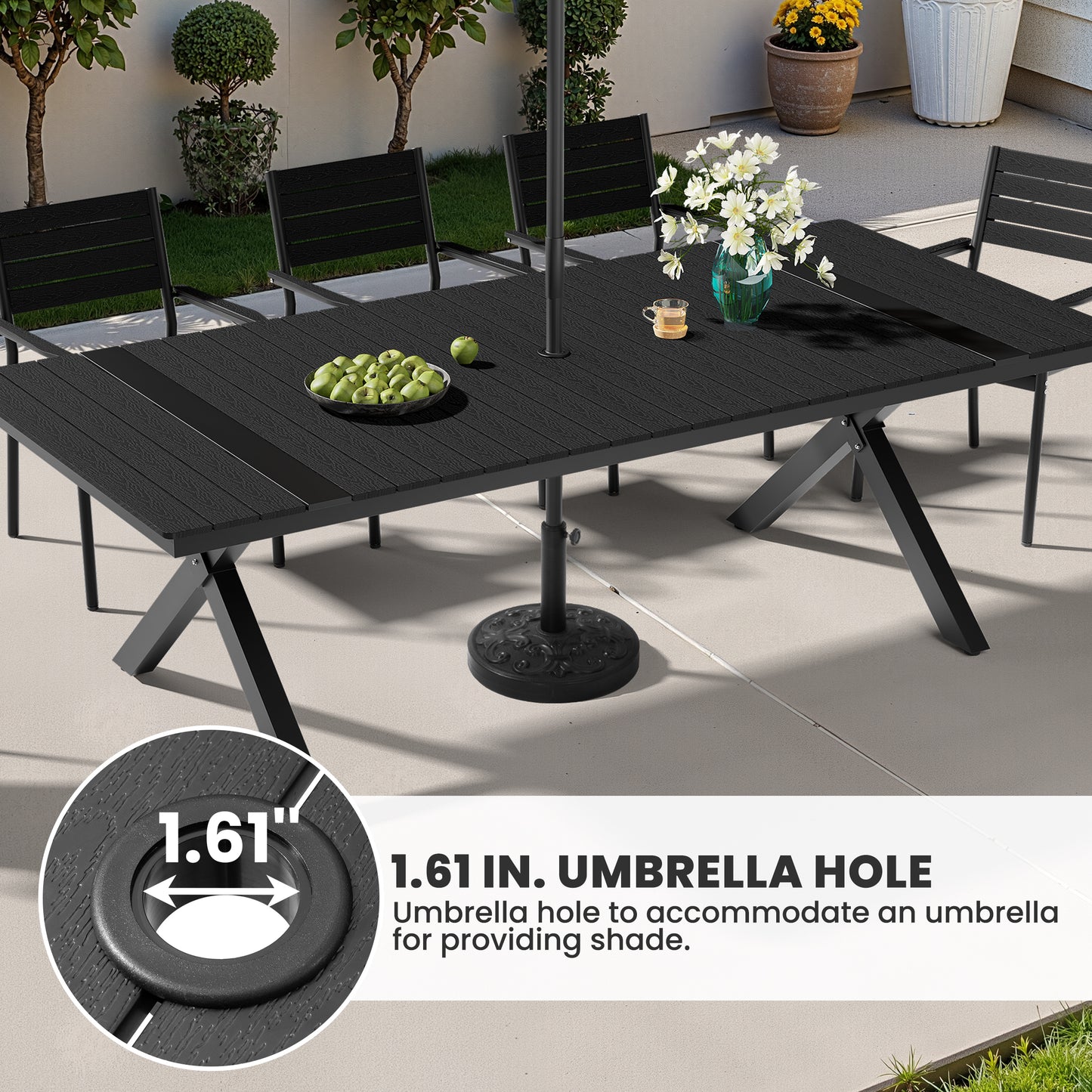 Crestlive Products Aluminum Outdoor Dining Set with Rectangular Table and Stackable Chairs