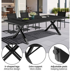 Aluminum Dining Set with Umbrella Hole & Stackable Chairs