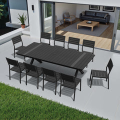 Aluminum Dining Set with Umbrella Hole & Stackable Chairs