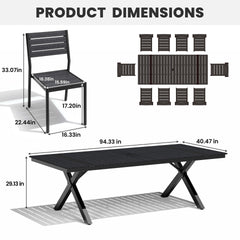 Aluminum Dining Set with Umbrella Hole & Stackable Chairs