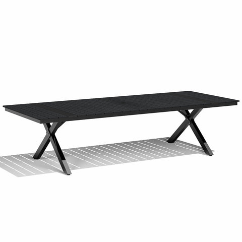 Crestlive Products Rectangular Aluminum Outdoor Dining Table with Umbrella Hole