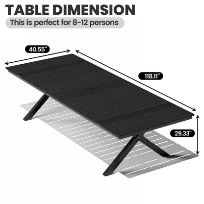 Crestlive Products Patio Dining Table with Umbrella Hole For 6-8 People