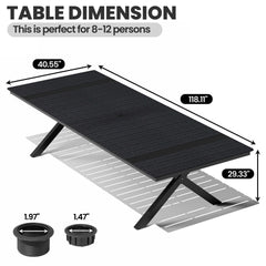 Aluminum Outdoor Dining Table with Umbrella Hole
