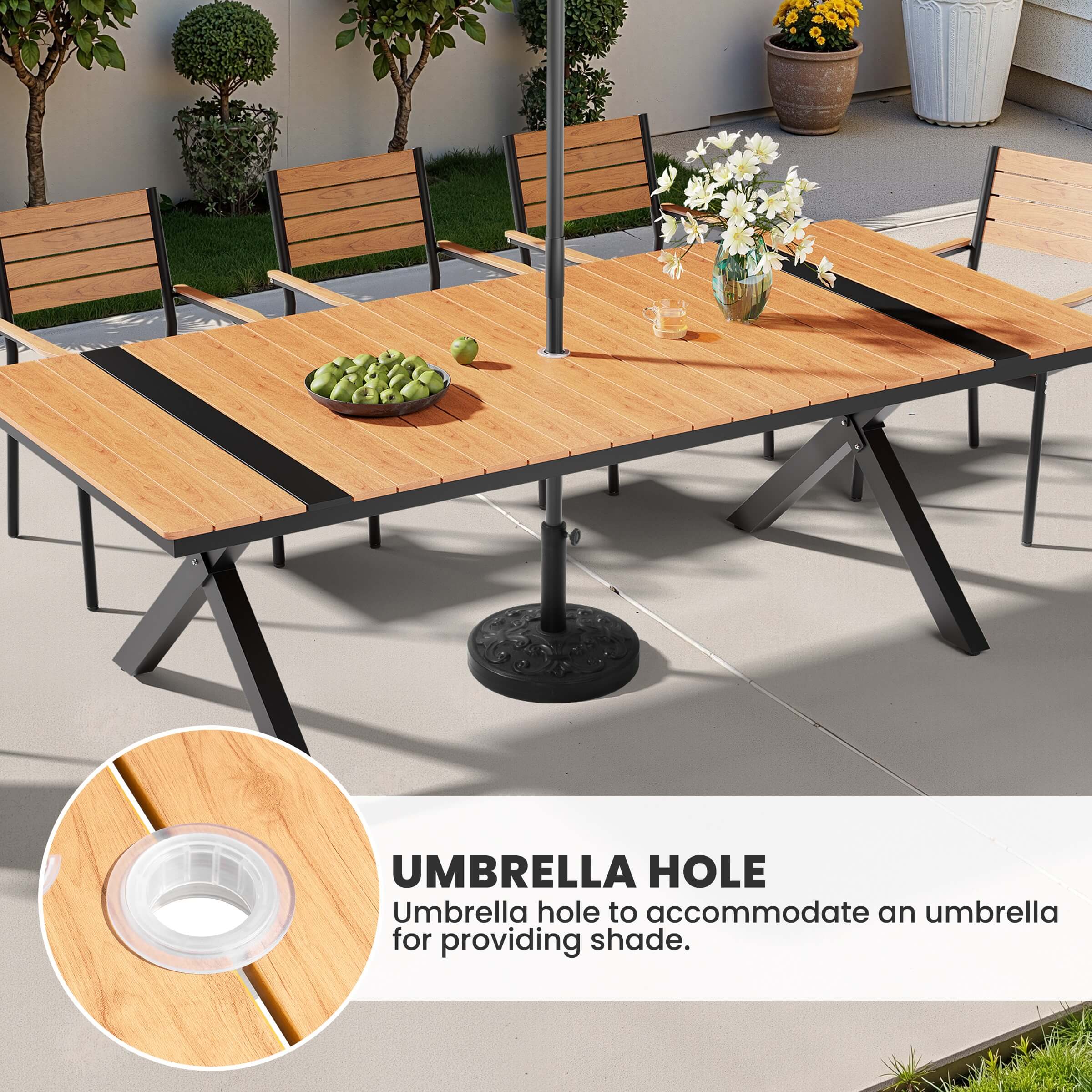 Aluminum Dining Table w/ Umbrella Hole