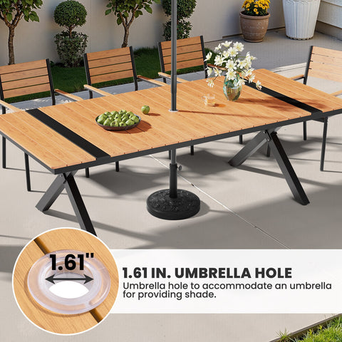 Crestlive Products Rectangular Aluminum Outdoor Dining Table with Umbrella Hole
