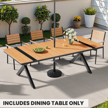 Crestlive Products 94 x 41 in. Rectangular Aluminum Outdoor Dining Table with Umbrella Hole
