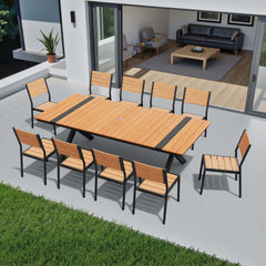 Aluminum Dining Set with Umbrella Hole & Stackable Chairs
