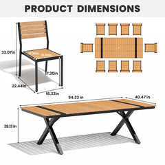 Aluminum Dining Set with Umbrella Hole & Stackable Chairs
