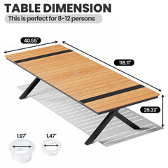 Aluminum Outdoor Dining Table with Umbrella Hole