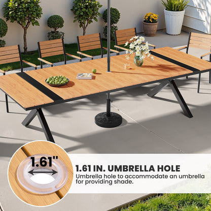 Crestlive Products 118 x 41 In. Rectangular Aluminum Outdoor Dining Table with Umbrella Hole