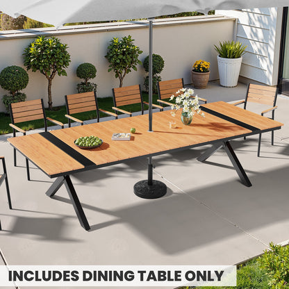 Crestlive Products 118 x 41 In. Rectangular Aluminum Outdoor Dining Table with Umbrella Hole
