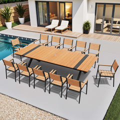 Aluminum Dining Set with Umbrella Hole & Stackable Chairs