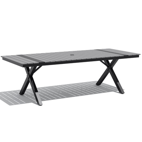 Crestlive Products Rectangular Aluminum Outdoor Dining Table with Umbrella Hole