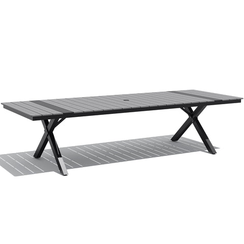 Crestlive Products Rectangular Aluminum Outdoor Dining Table with Umbrella Hole