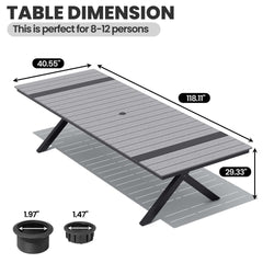 Aluminum Outdoor Dining Table with Umbrella Hole