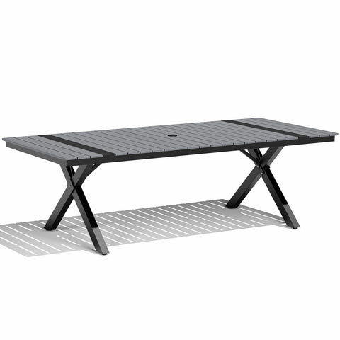 Crestlive Products Rectangular Aluminum Outdoor Dining Table with Umbrella Hole
