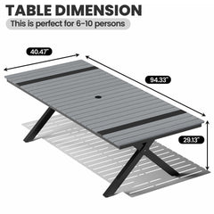 Aluminum Outdoor Dining Table with Umbrella Hole