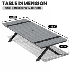 Aluminum Outdoor Dining Table with Umbrella Hole