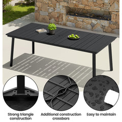 71x33" Outdoor Dining Table with Umbrella Hole