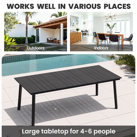 Crestlive Products 71 x 33 in. Rectangle Outdoor Patio Dining Table with Umbrella Hole