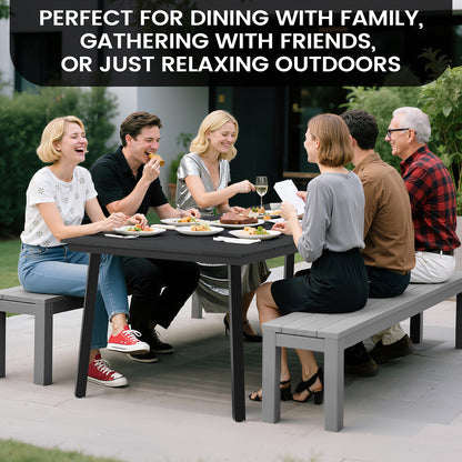 Crestlive Products 71 x 33 in. Rectangle Outdoor Patio Dining Table with Umbrella Hole