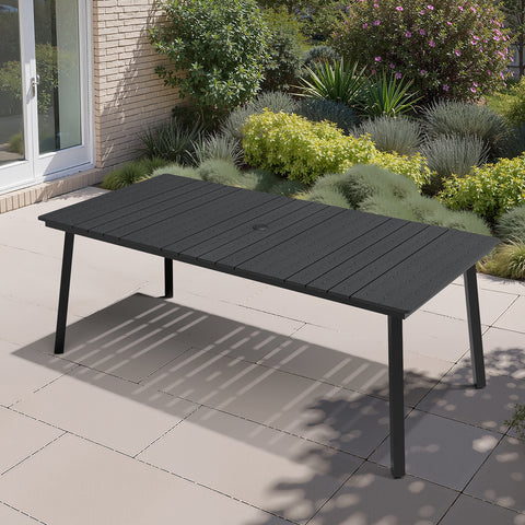 Crestlive Products 71 x 33 in. Rectangle Outdoor Patio Dining Table with Umbrella Hole