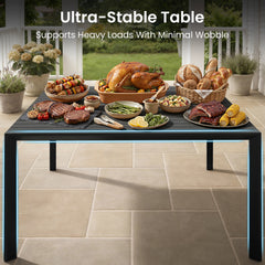 Square Aluminum Outdoor Dining Table with Umbrella Hole