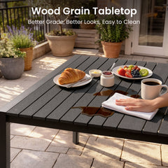 Square Aluminum Outdoor Dining Table with Umbrella Hole