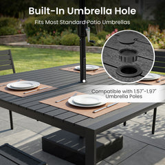 Square Aluminum Outdoor Dining Table with Umbrella Hole