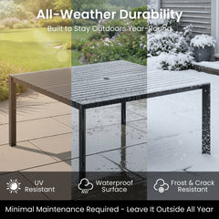 Square Aluminum Outdoor Dining Table with Umbrella Hole