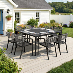 Aluminum Dining Set with Umbrella Hole & Chairs