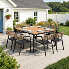 Aluminum Dining Set with Umbrella Hole & Chairs