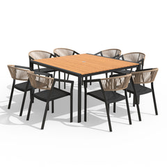 Aluminum Dining Set with Umbrella Hole & Chairs