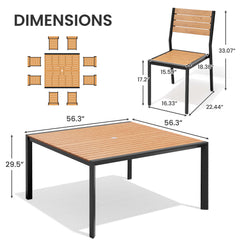 Aluminum Dining Set with Umbrella Hole & Chairs