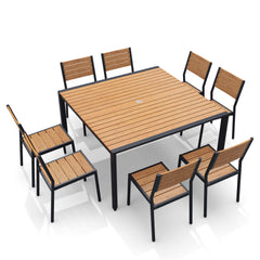 Aluminum Dining Set with Umbrella Hole & Chairs