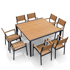 Aluminum Dining Set with Umbrella Hole & Chairs