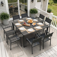 Aluminum Dining Set with Umbrella Hole & Chairs