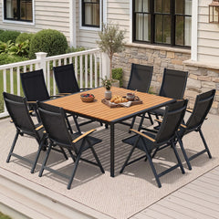 Aluminum Dining Set with Umbrella Hole & Chairs