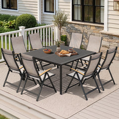 Aluminum Dining Set with Umbrella Hole & Chairs
