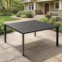 Square Aluminum Outdoor Dining Table with Umbrella Hole