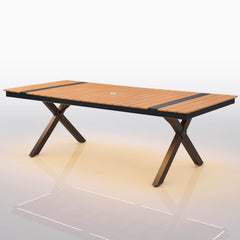 Aluminum Outdoor Dining Table with Light & Umbrella Hole