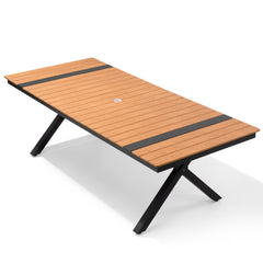 Aluminum Outdoor Dining Table with Light & Umbrella Hole